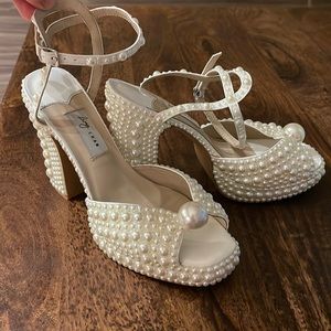 Bridal Pearl Wedge Shoes